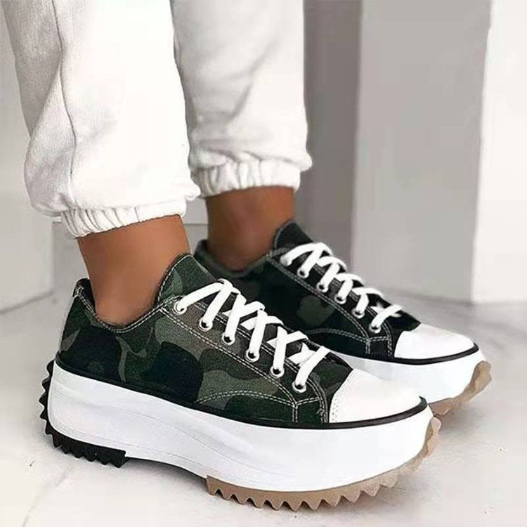 Women's Lace-Up Platform Heeled Sneakers